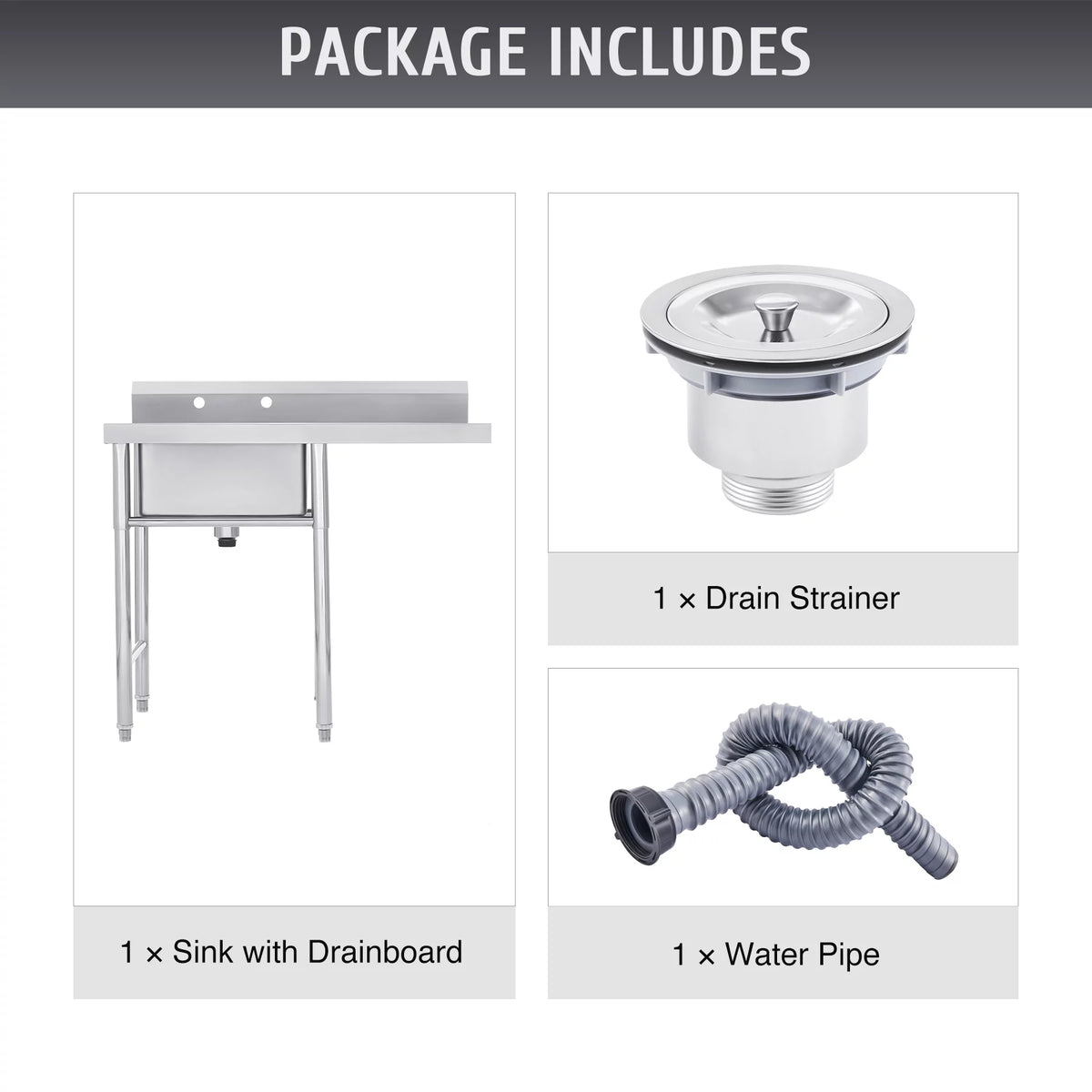 Wilprep Bar for Backsplash Strainer Drainboard Utility Commercial Steel Stainless Sink Kitchen w
