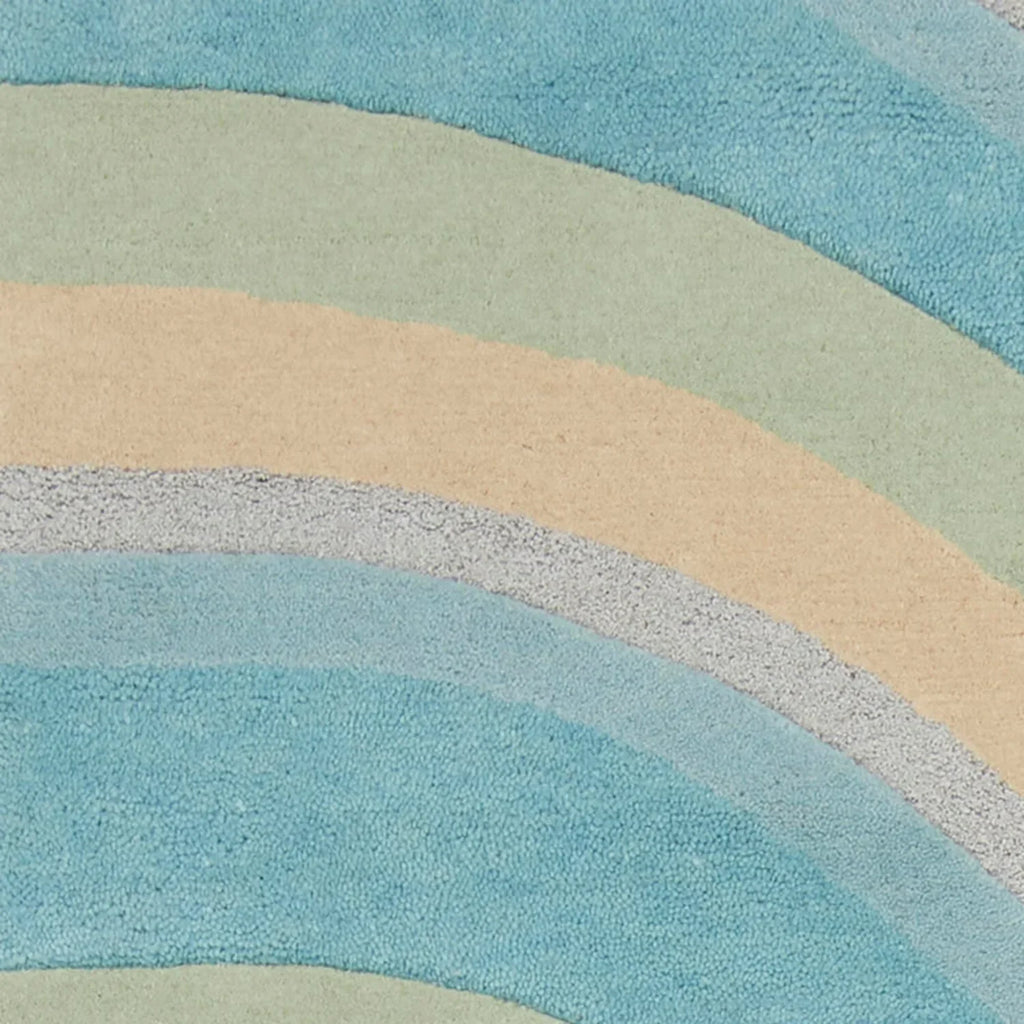 HomeRoots 8' 12'3" Beige Runner Rug - Hand Tufted Waves Ocean 9'3" Abstract Blue x