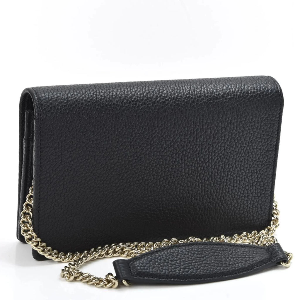 Black Chain Gucci Leather Soho Wallet Body Cross Bag on