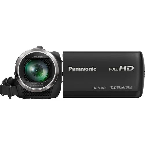 50x Optical Zoom Full Black with - Stabilized Panasonic HC-V180K Camcorder HD