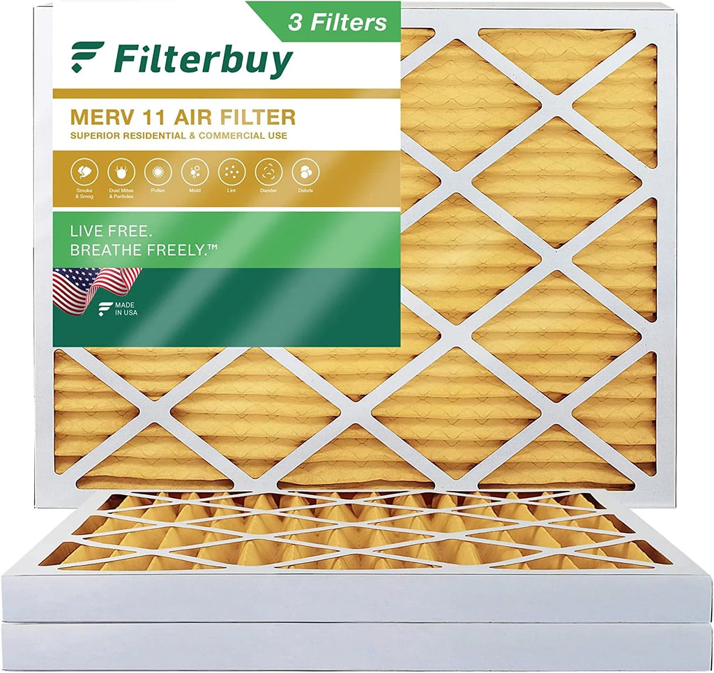 Filterbuy HVAC Filters Air Pleated 11 MERV Furnace 10x14x2 AC (3-Pack)