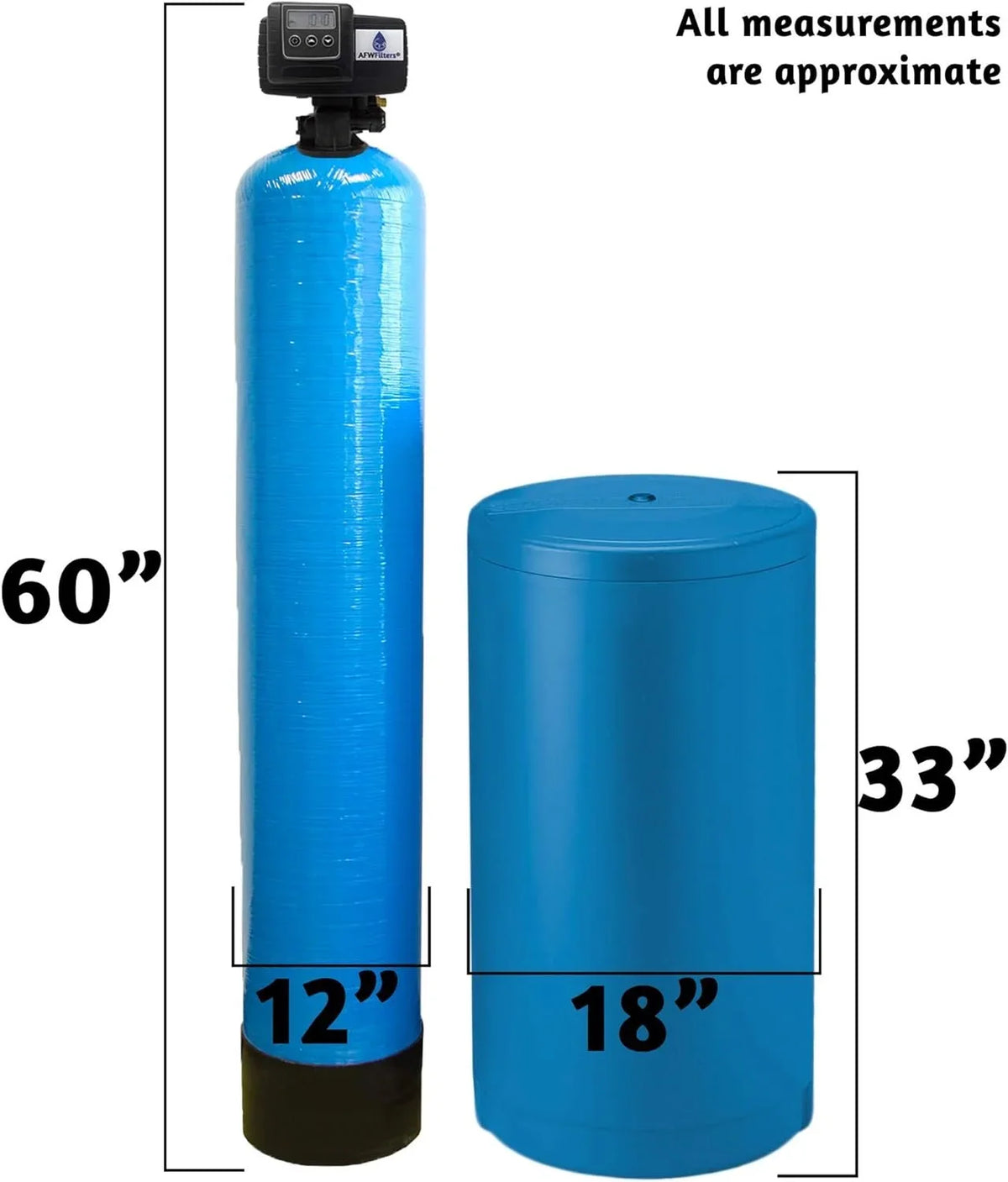 Blue with Capacity Tanks Liquid Resin, 2 Steel Whole Softener cubic High AFWFilters 1" Home 64k Connection, FNPT Foot Stainless and