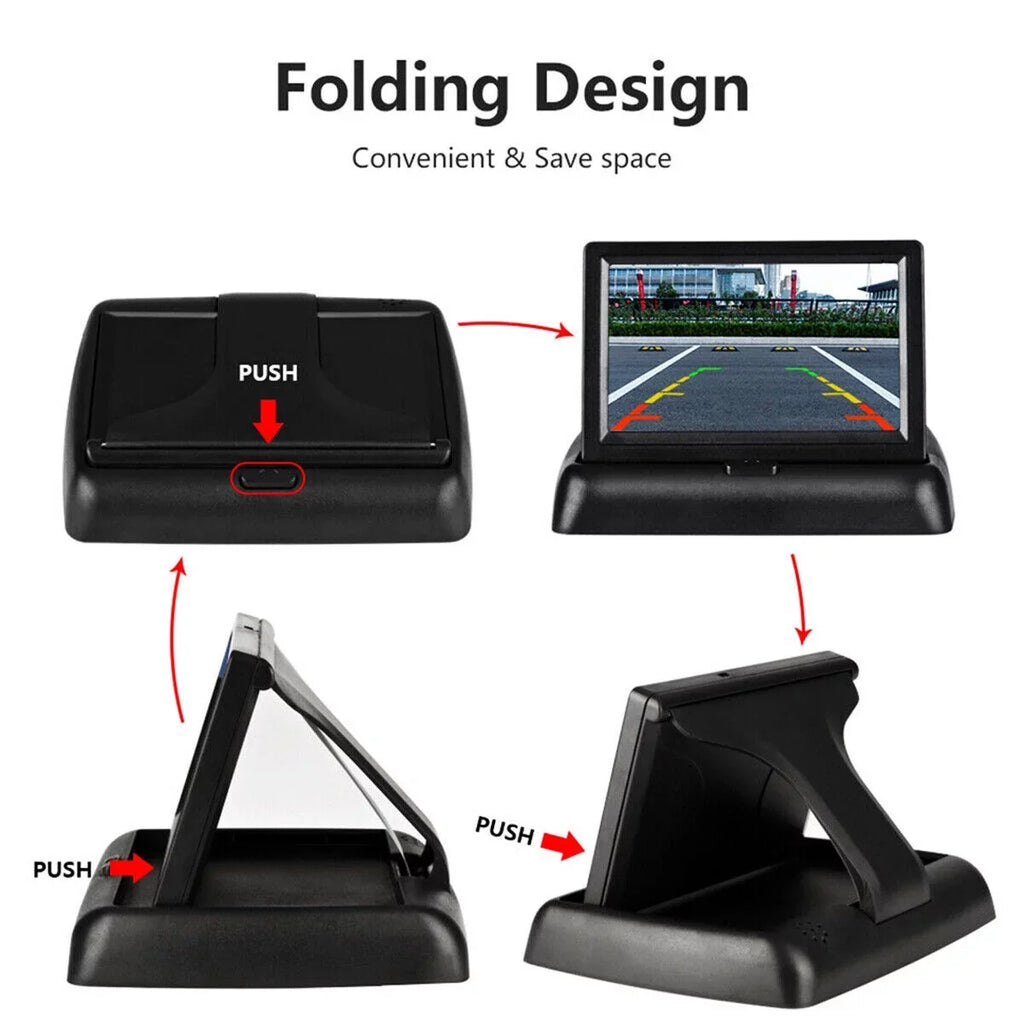 Foldable View Rear Night LED 5in Camera Backup Monitor Display Car LCD