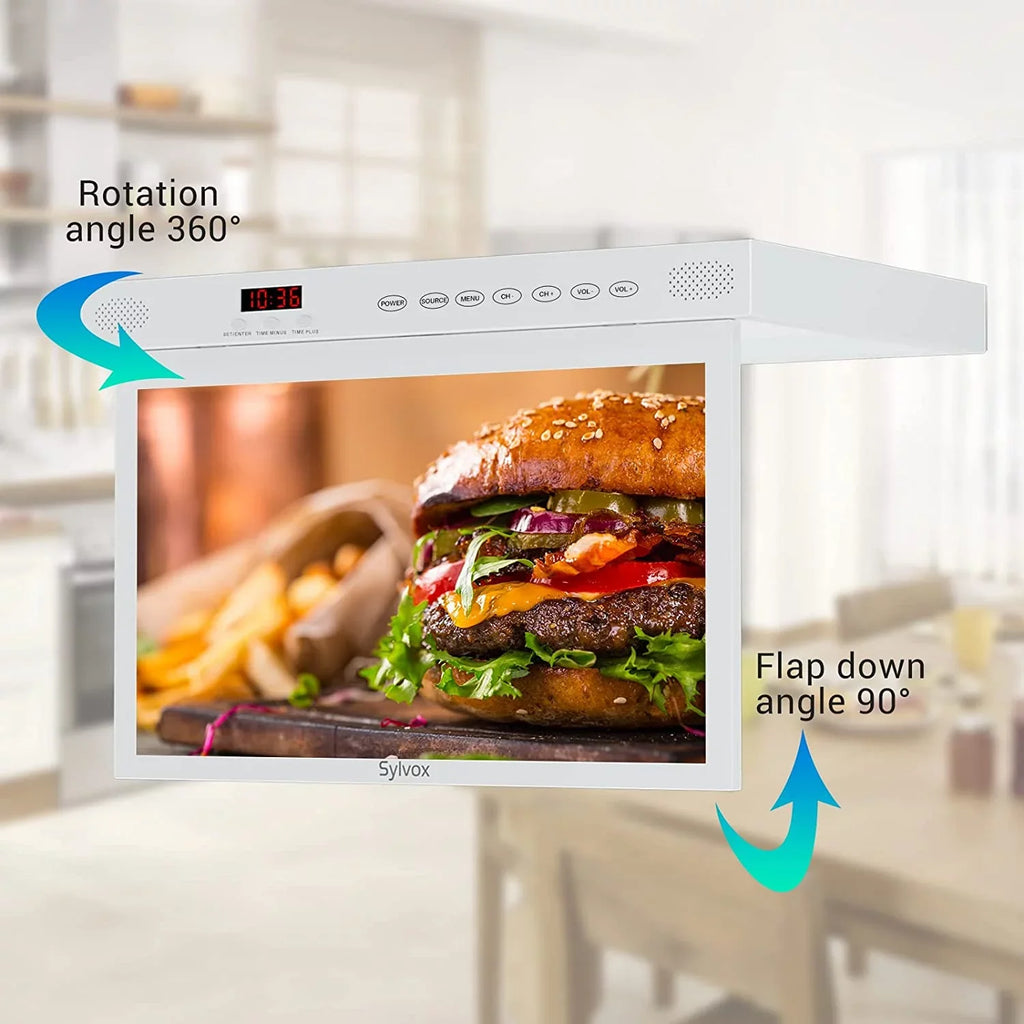 TV, Under Google WiFi Assistant Android 1080P Built-in Cabinet Support Google Play, Smart TV Kitchen Bluetooth inch Smart FHD TV, SYLVOX 15.6