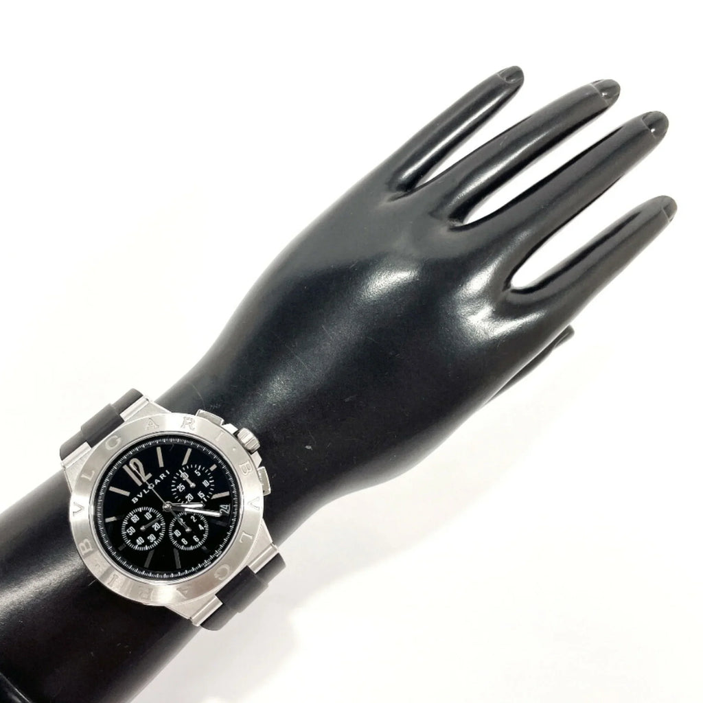 Stainless BVLGARI Bvlgari Steel Silver Watch DG41BSVDCH (Good) Chrono Pre-Owned Rubber Men's