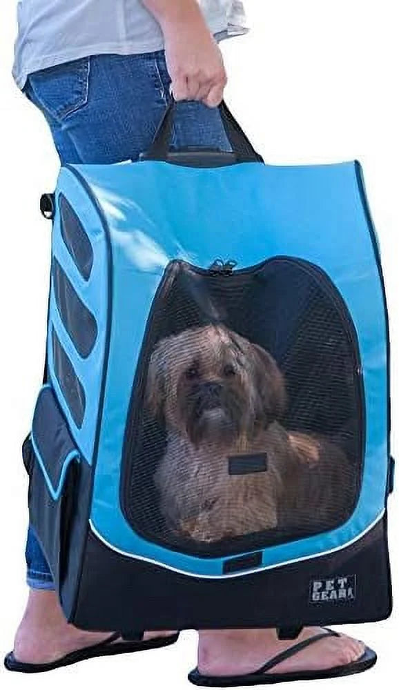 Mesh Tether, For Cats/Dogs, Seat Car Ocean Extra Carrier, Ventilation, Pouch, Traveler Storage Included Telescoping Plus Travel Blue, Large Handle, (PG1280OB)