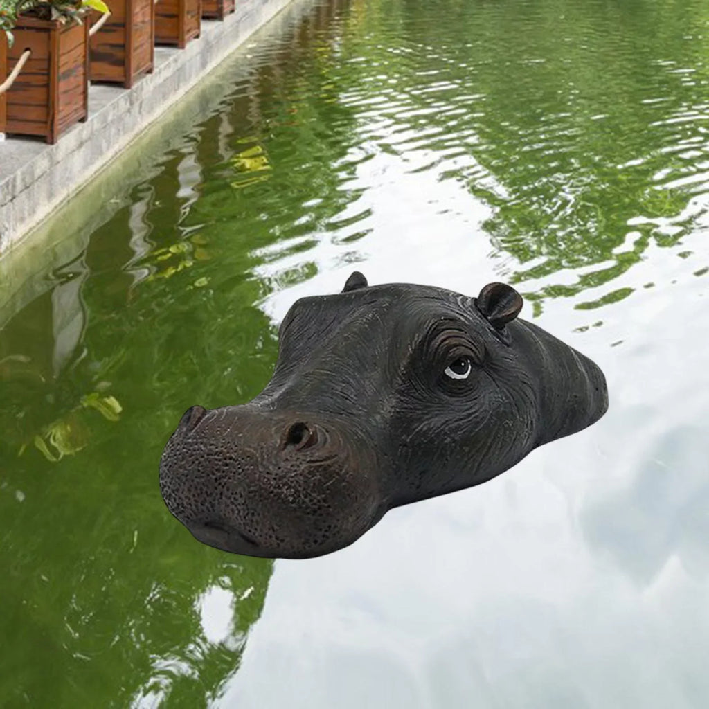 Closed Pool Head Swimming Realistic Animals Statue for Floating Mouth Hippo Novelty Ornaments