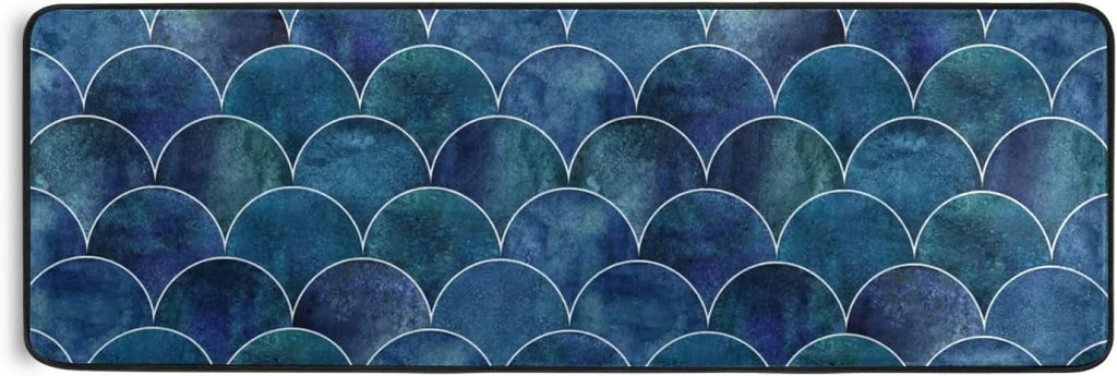 Indoor Runner Hallway Non-Skid Floor Japanese 2x6 Entryway Long and inch Scale Rugs Cushioned Mats Fish 72x24 Ocean Kitchen Rugs for Washable Wave
