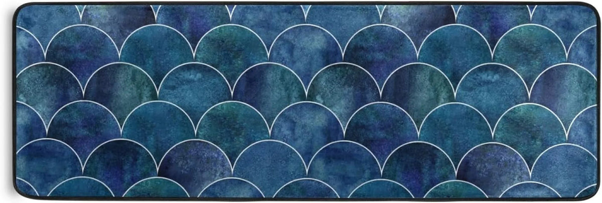 Indoor Runner Hallway Non-Skid Floor Japanese 2x6 Entryway Long and inch Scale Rugs Cushioned Mats Fish 72x24 Ocean Kitchen Rugs for Washable Wave