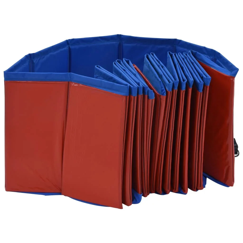 Dog 63"x11.8" Foldable Pool PVC Swimming Red