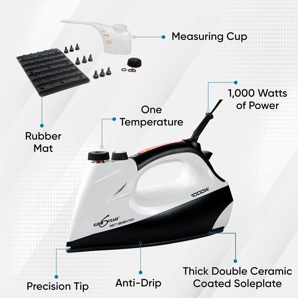 Eurosteam Next Generation Iron - Powerful Steam with Built-in Boiler - No Temperature Setting for All Fabrics - Experience Professional-Quality