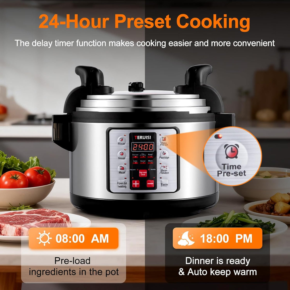 15.9QT/15L Commercial Pressure Cooker, 8-in-1 Multifunctional Large Pressure Cookers, 1700W Electric Pressure Canner with Non-stick Inner Pot, Slow