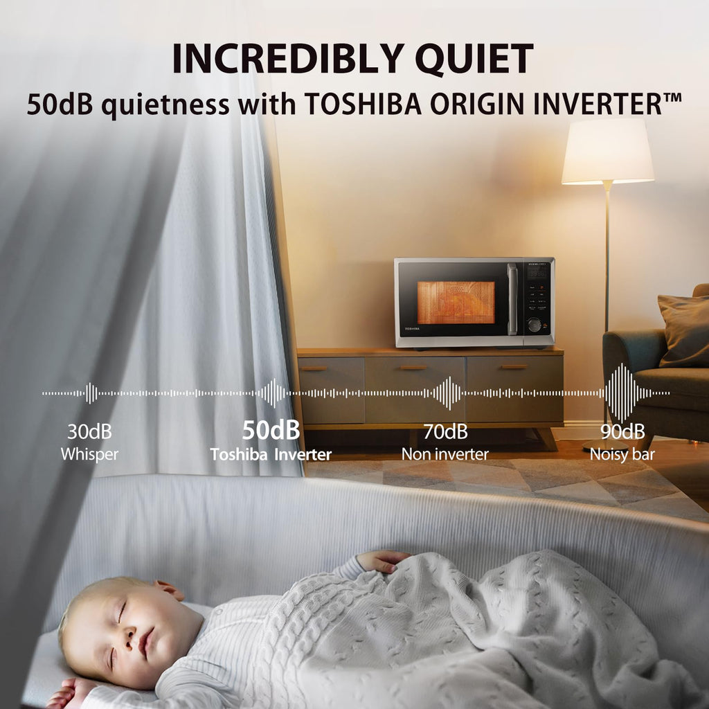 TOSHIBA 6-in-1 Inverter Countertop Microwave Oven Healthy Air Fryer Combo, MASTER Series, Air Fryer, Broil, Convection, Speedy Combi, Even Defrost