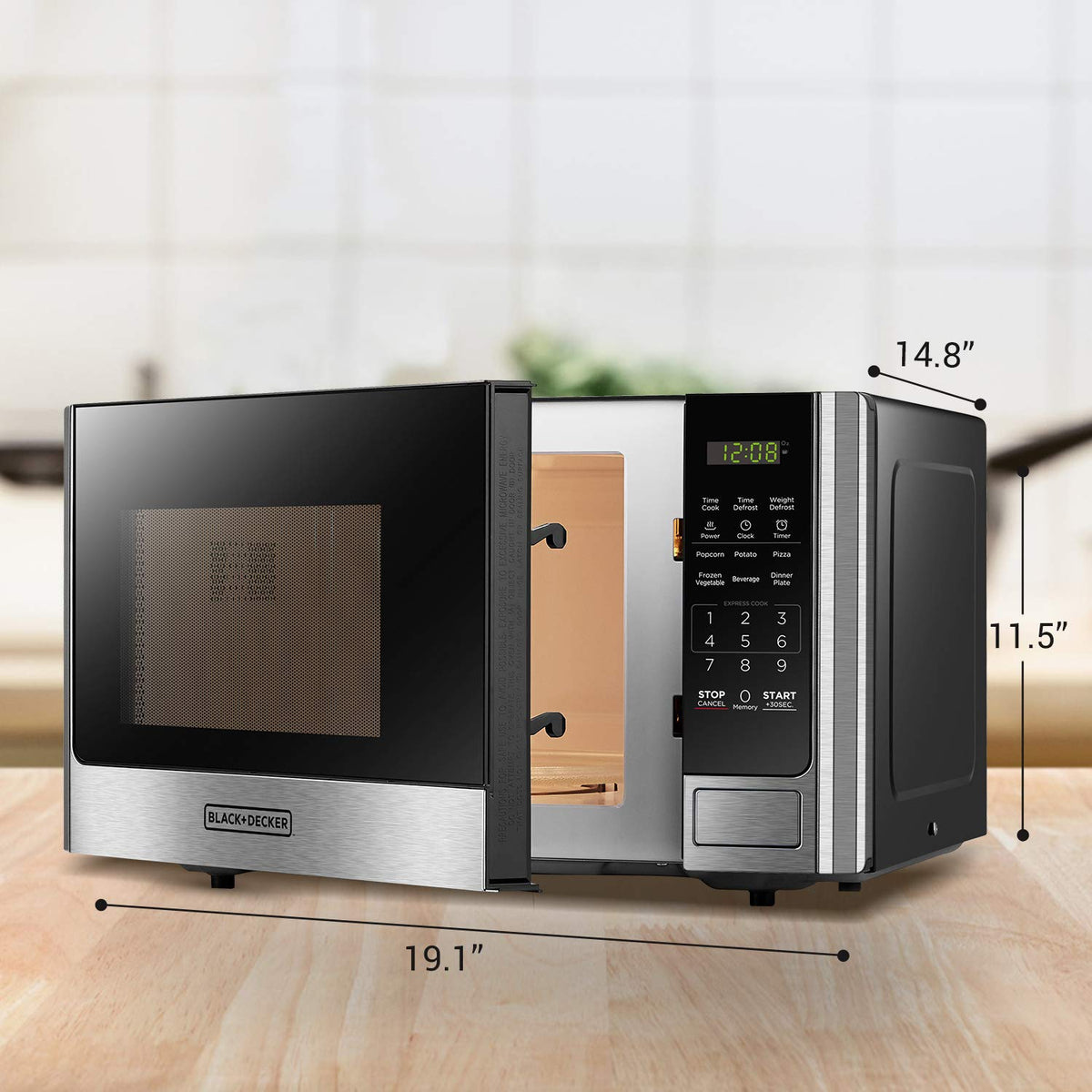 BLACK+DECKER EM044KB19 Over The Range Microwave Oven with One Touch, 1000 Watts, 400 CFM and Auto Cooking, OTR 1.9 Cu.ft