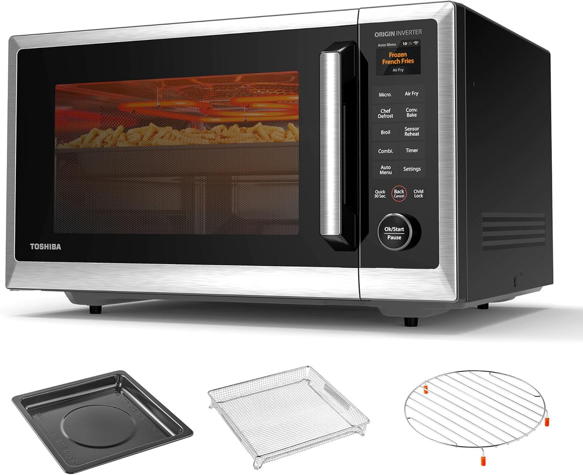 TOSHIBA OptiChef Air Fryer Combo Countertop Microwave Oven with 2.4-Inch Color Screen, Origin Inverter Technology, Smart Sensor, Compatible with