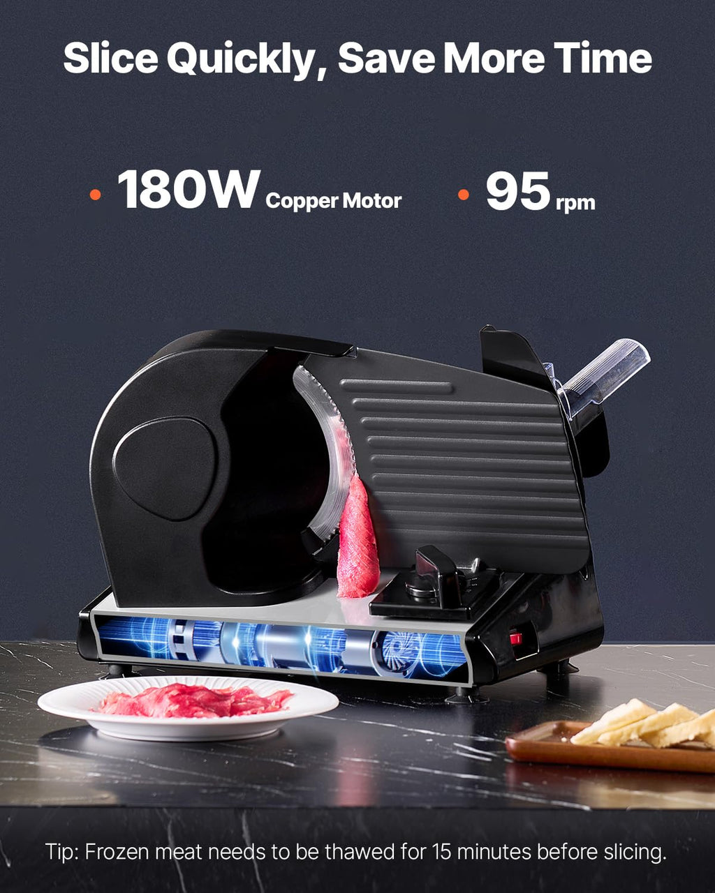 VEVOR Commercial Meat Slicer, 10 inch Electric Food Slicer, 240W Frozen Meat Deli Slicer, Premium Chromium-plated Steel Blade Semi-Auto Meat Slicer