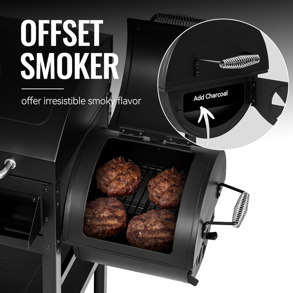2-Burner Gas and Charcoal Combo Grill with Offset Smoker & Side Burner, 34,000 BTU Dual Fuel Grill, 1020 Sq. In. Cooking Area, Ideal for Outdoor