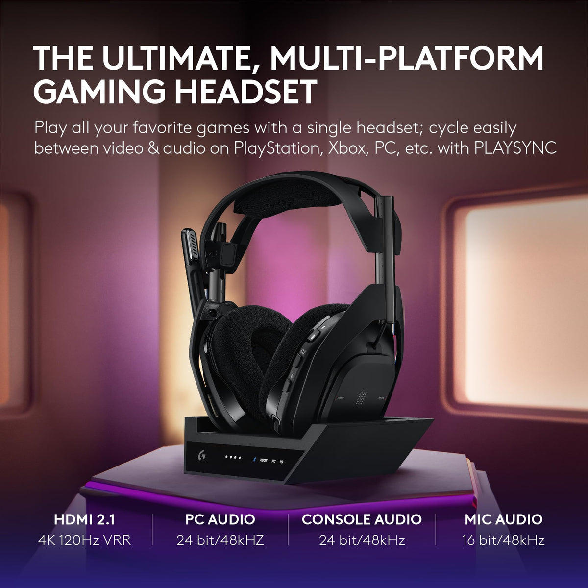 Logitech G Astro A50 X Multi-Platform Wireless Gaming Headset + Base Station for PS5/Xbox/PC: PLAYSYNC Video & Audio Switcher, HDMI 2.1 4K 120Hz VRR