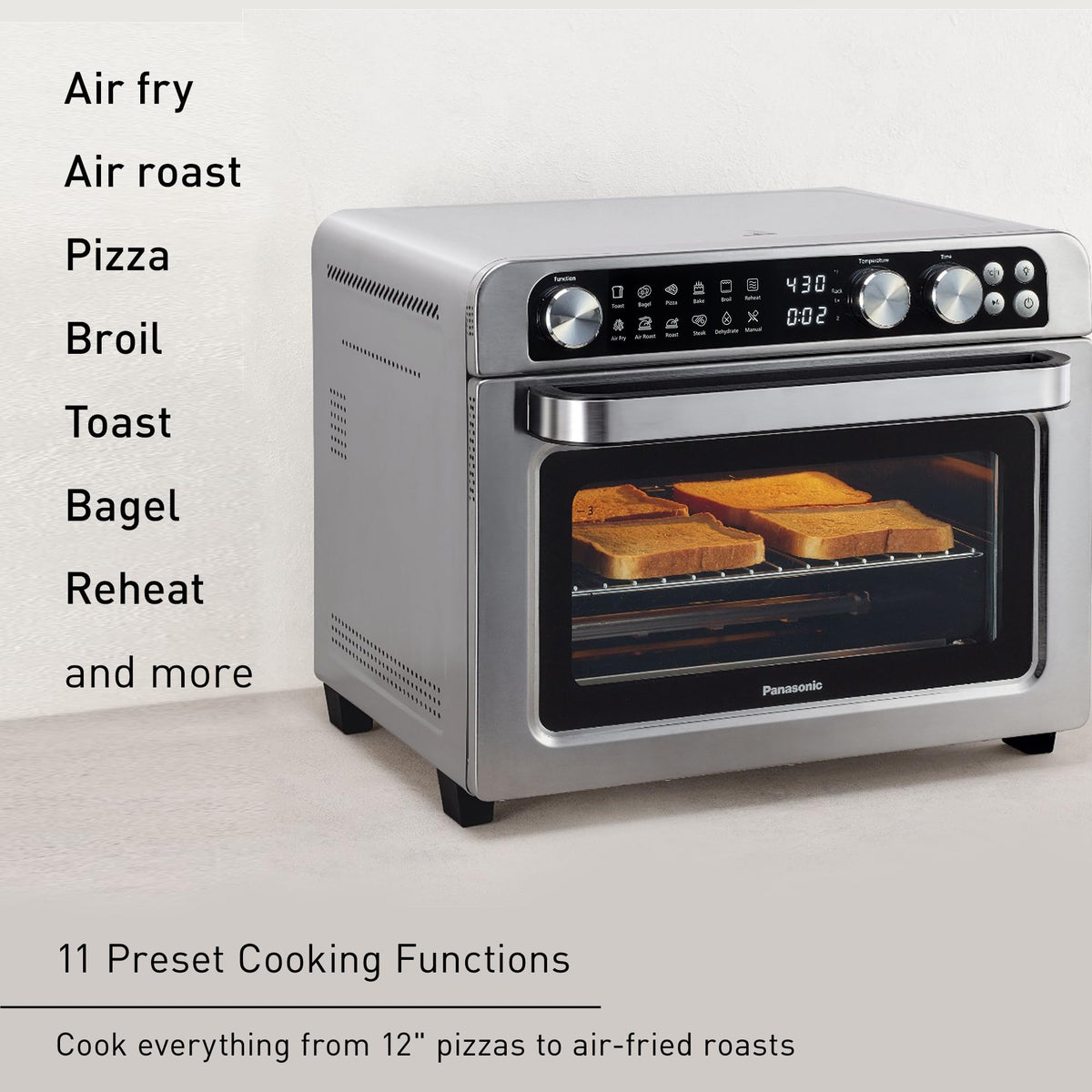 Panasonic FlashXpress Toaster Oven Countertop, 4-Slice Compact Size with Double Infrared Heating, 6 Auto Cook Options and Precise Temperature Control