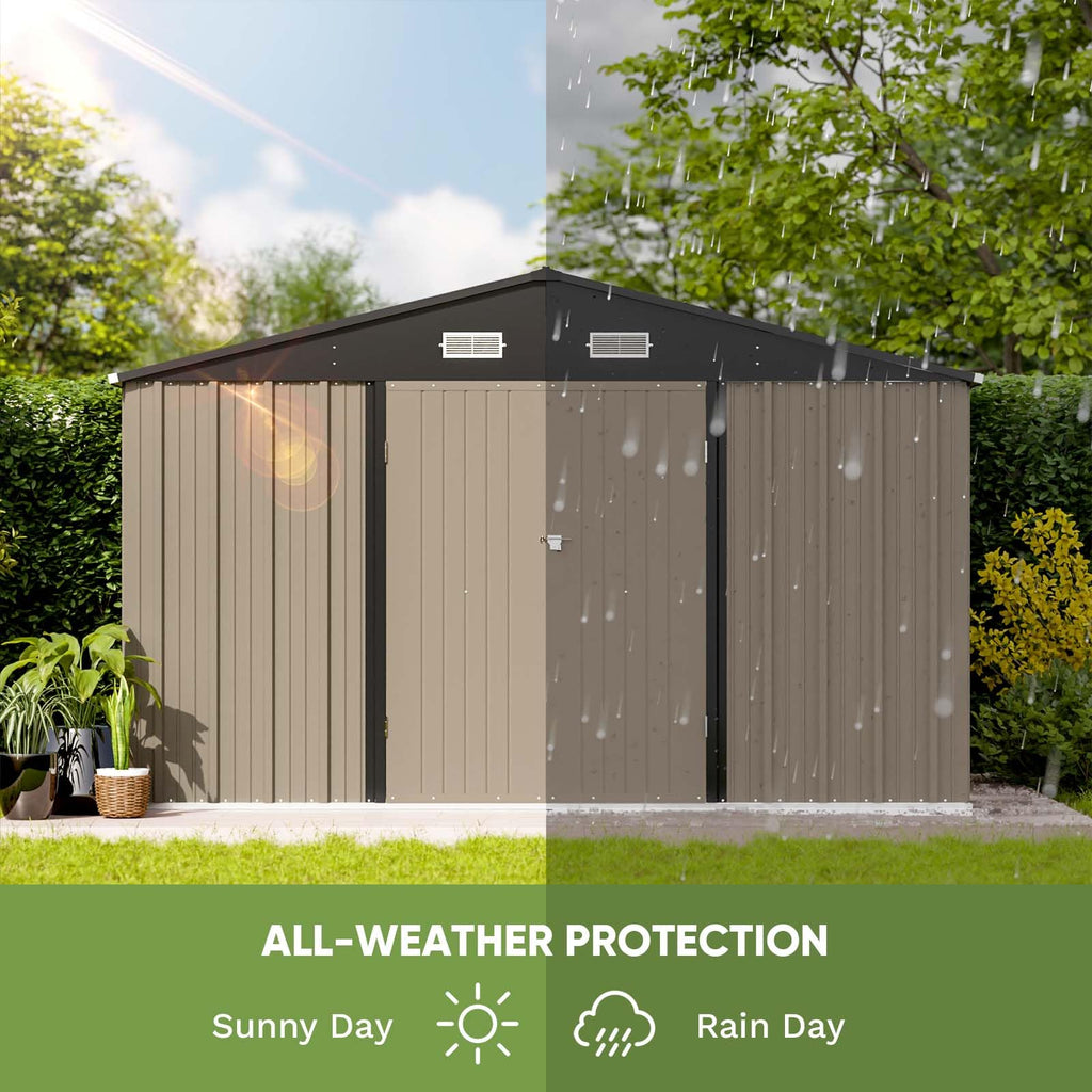 Patiowell 10 x 12 FT Metal Storage Shed for Outdoor, Steel Yard Shed with Design of Lockable Doors, Utility and Tool Storage for Garden, Backyard