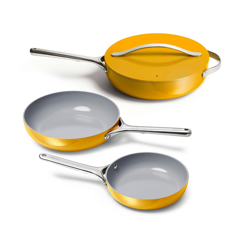 Caraway 4-Piece Fry Pan Set - Non-Stick Frying Pans (10.5 & 8) & Non-Stick Saut Pan - Non Toxic, PTFE & PFOA Free - Oven Safe & Compatible with