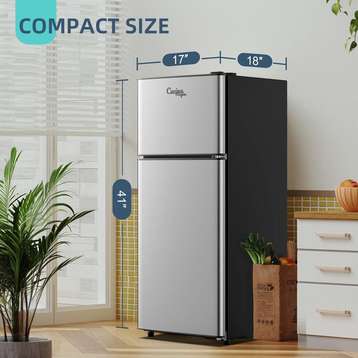 2.9 Cu.Ft Compact Double Door Mini Fridge - Top Freezer & Bottom Refrigerator | Energy Save,7-Level Precision Cooling | Ideal for Dorm, Bedroom