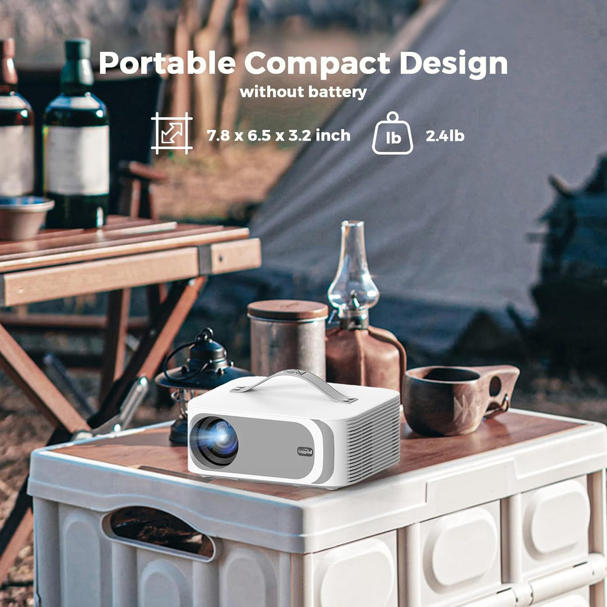[AI Movin 2.0 System/1500 ANSI/Auto Focus] Outdoor-Projector with WiFi and Bluetooth, Portable-Projector 30W DoIby Audio APPS Built-in, Lisowod 4K