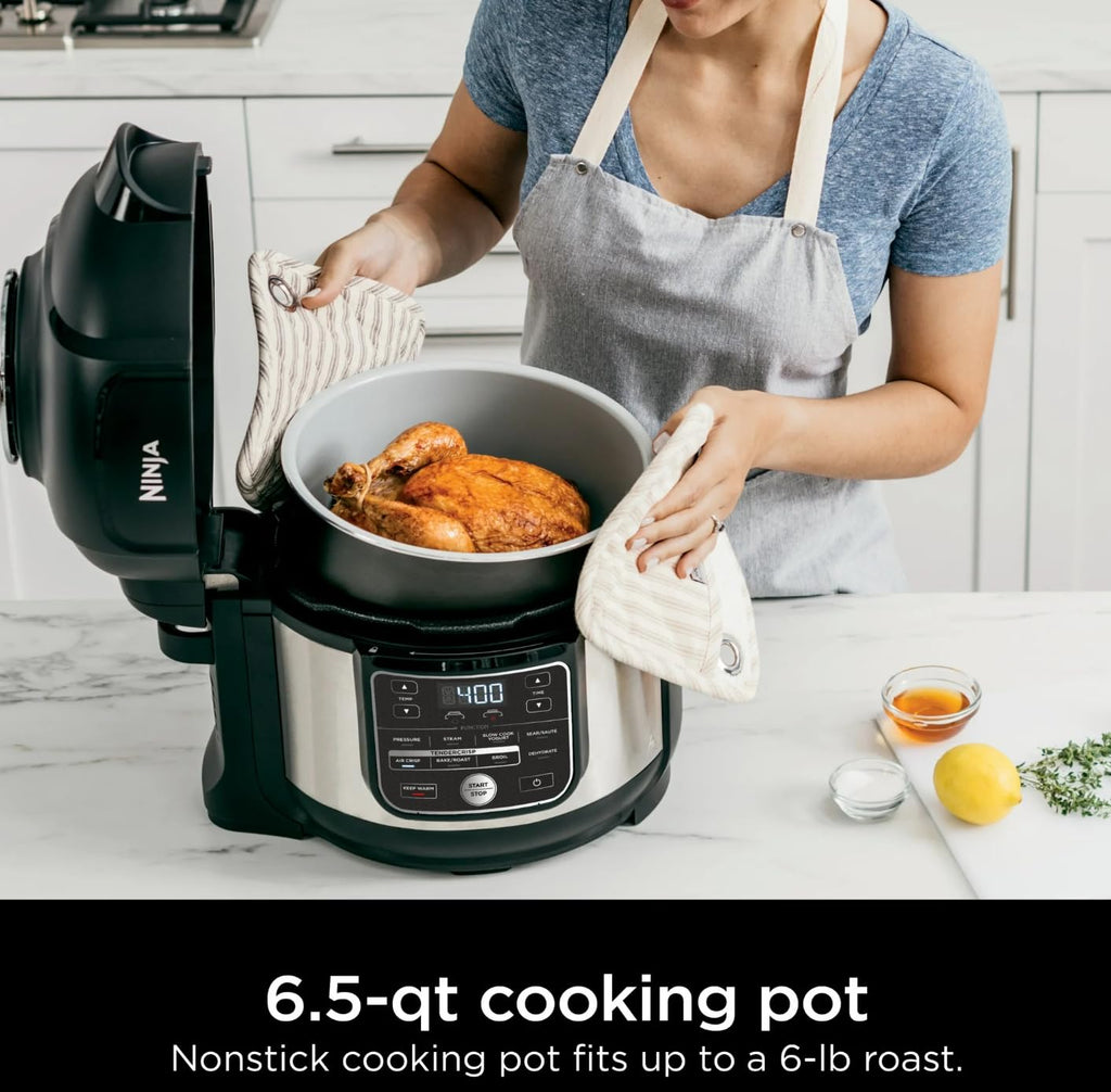 Ninja Foodi 10-in-1 Pressure Cooker & Air Fryer Combo, 6.5 Qt Stainless Steel Multi Cooker C Slow Cook, Steam, Bake, Roast, Dehydrate, Sear C Perfect