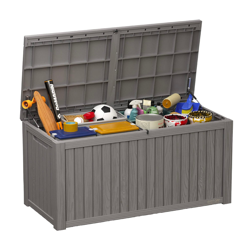 EAST OAK Outdoor Storage Box, 180 Gallon Deck Box, Large Resin Storage Bin for Patio Cushions, Gardening Tools, Lockable, Waterproof and UV Resistant