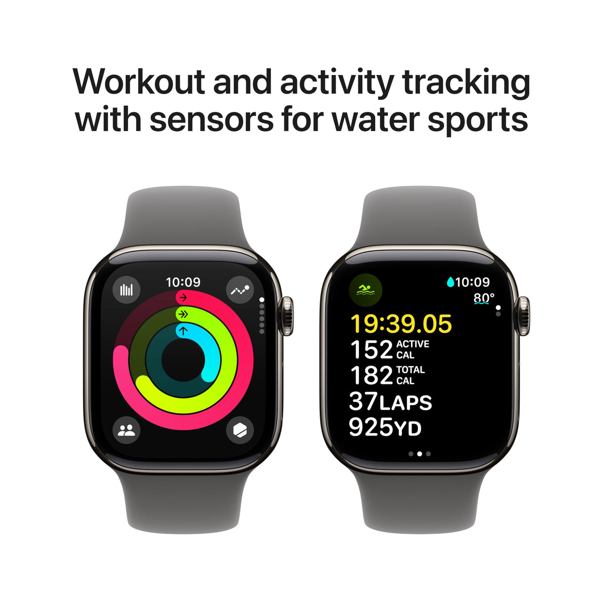 Apple Watch Series 10 [GPS 46mm case] Smartwatch with Jet Black Aluminum Case with Black Sport Band - M/L. Fitness Tracker, ECG App, Always-On Retina