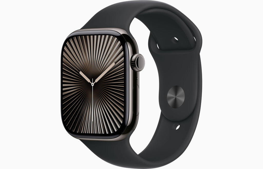 Apple Watch Series 10 [GPS + Cellular, 42mm] - Jet Black Aluminum Case with Black Sport Band, S/M (Renewed)