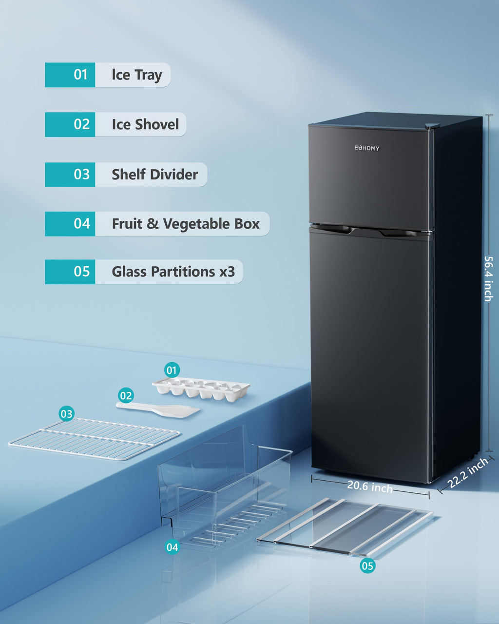 EUHOMY Mini Fridge with Freezer, 4.5 Cu.Ft Mini Refrigerator fridge, 2 door For Bedroom/Dorm/Office/Apartment - Food Storage or Cooling drinks, Black