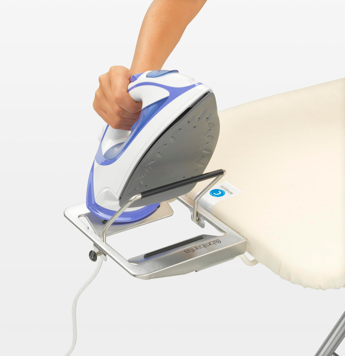 Brabantia Size C Ironing Board (49 x 18in) 7 Height Options, Adjustable Steam Iron Rest Holder & Linen Rack (Ecru) Non-Slip Feet, Anti-Collapse Child