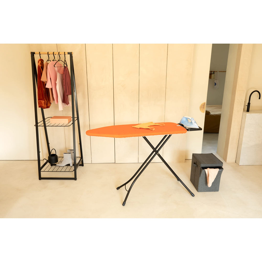 Brabantia Size C Ironing Board (49 x 18in) 7 Height Options, Adjustable Steam Iron Rest Holder & Linen Rack (Ecru) Non-Slip Feet, Anti-Collapse Child