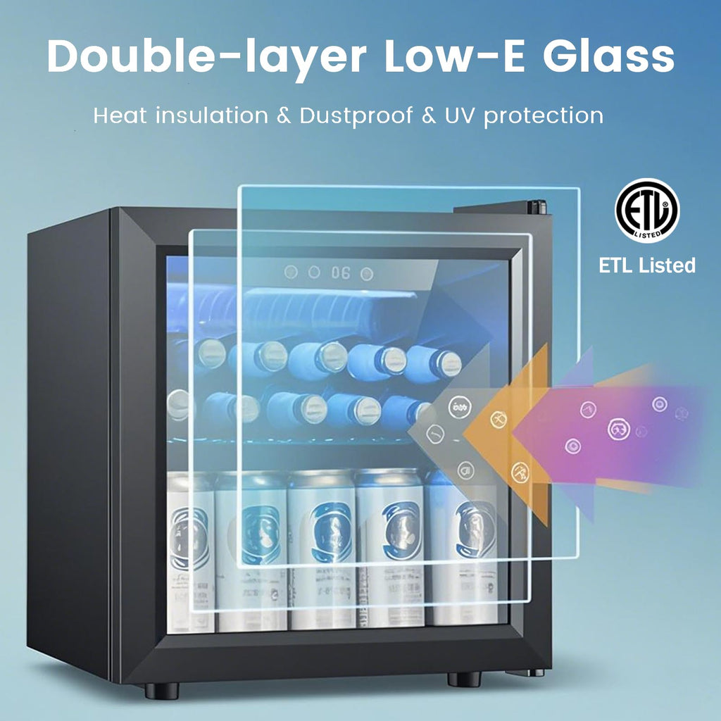 COWSAR 4.5 Cu.Ft Wine Fridge 37 Bottle, ETL Approved Freestanding Wine Cooler 145 Can Beverage Refrigerator with Stainless Steel Reversible Glass