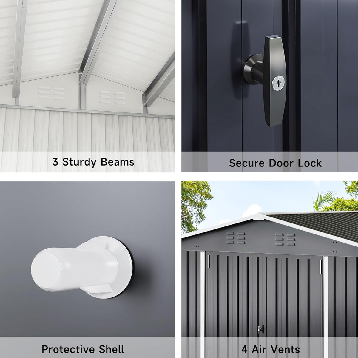 Polar Aurora 12x14 FT Outdoor Storage Shed, Garden Shed with Updated Frame Structure and Lockable Doors, Metal Tool Sheds for Backyard Garden Patio