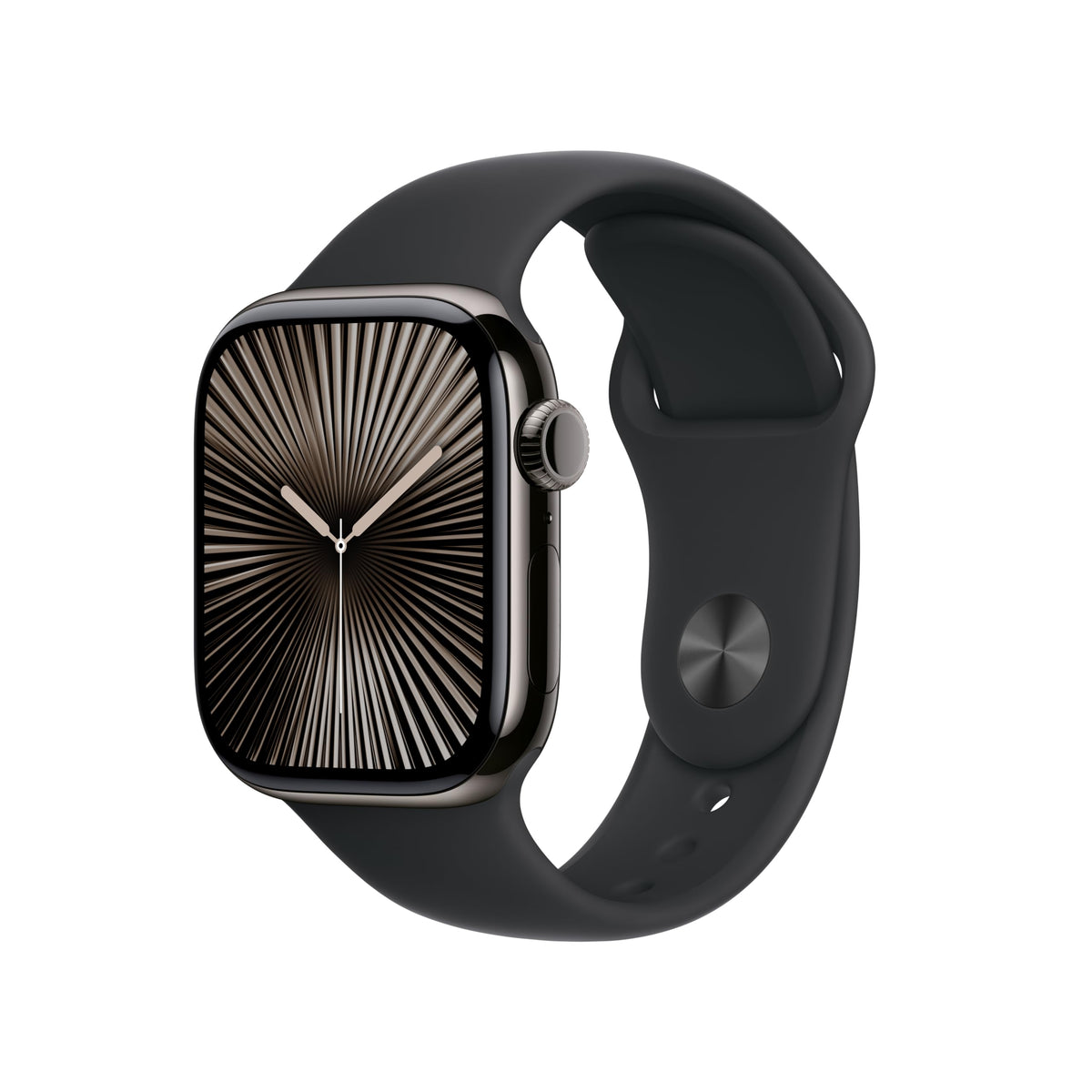 Apple Watch Series 10 [GPS + Cellular, 42mm] - Jet Black Aluminum Case with Black Sport Band, S/M (Renewed)