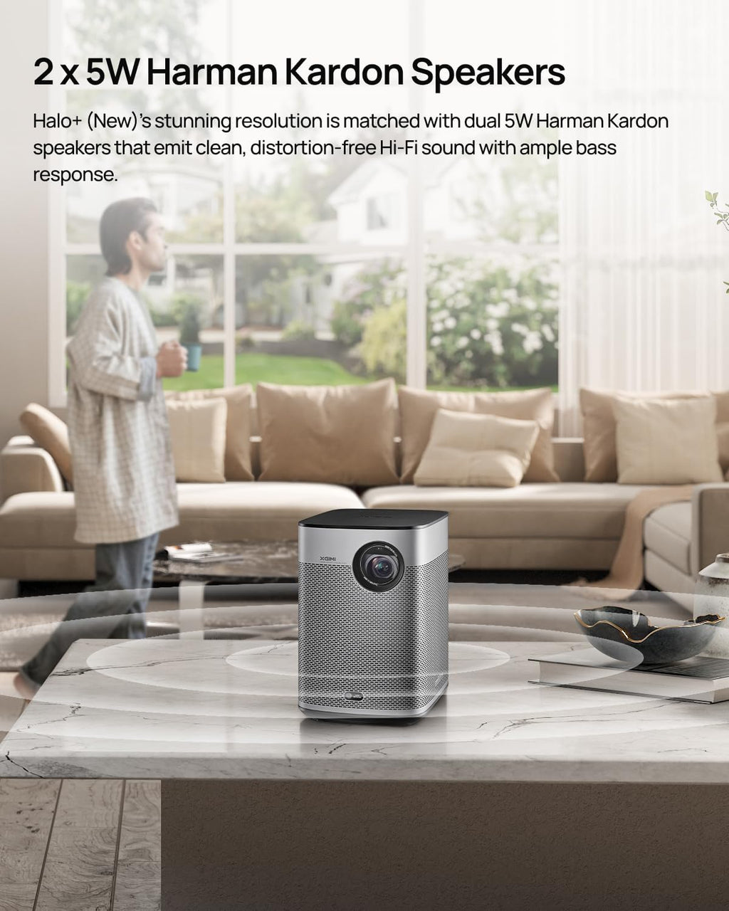 XGIMI Halo+ GTV NEW Portable Projector, Google TV with Licensed Netflix, 700 ISO Lumens, 2 x 5W Harman Kardon Speakers, Auto Focus, ISA, Wi-Fi, Built