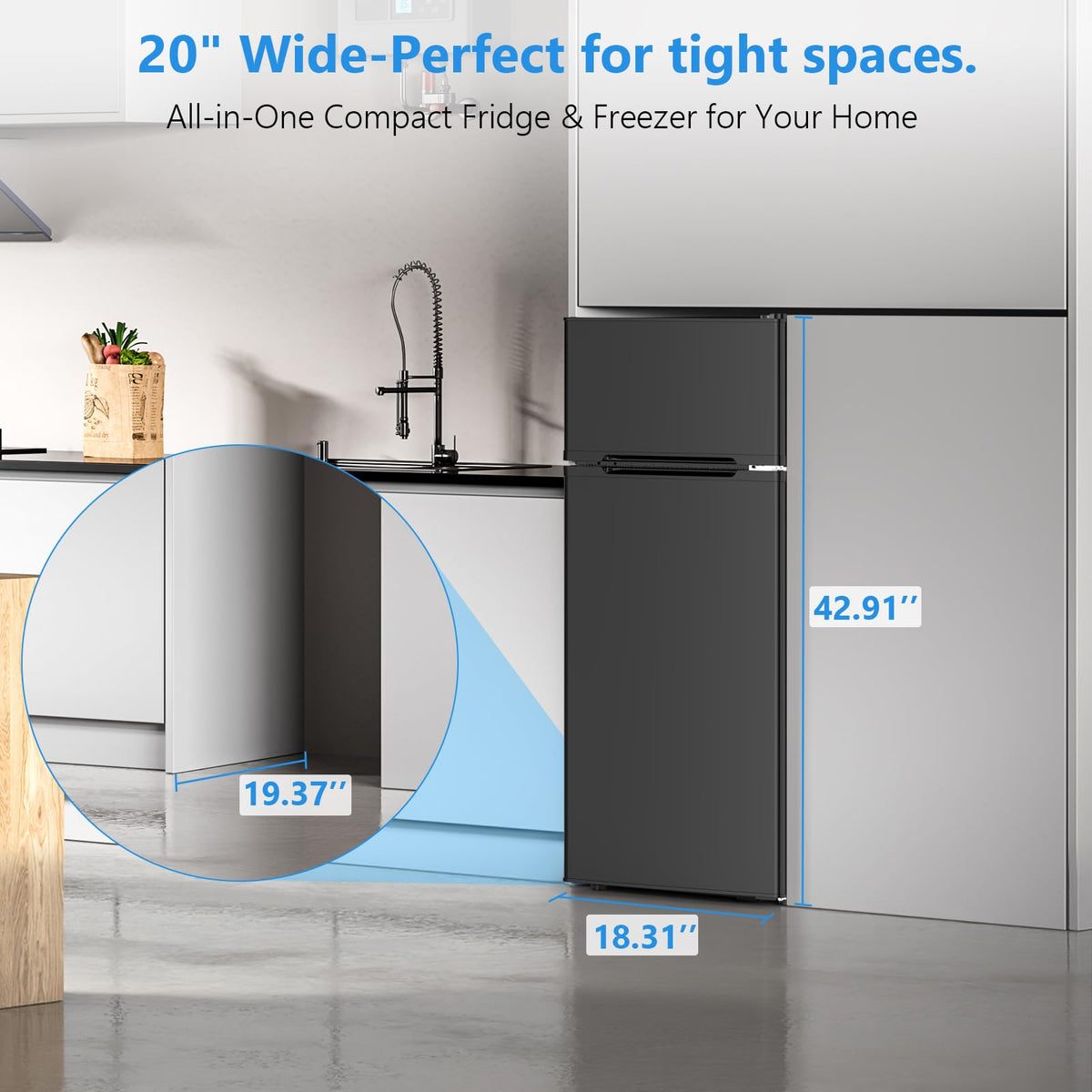 4.5 Cu.Ft Mini Fridge with Freezer, 2 Door Compact Refrigerator, Small Fridge with Adjustable Thermostat Energy Ultra Quiet, Mini Fridge Removable