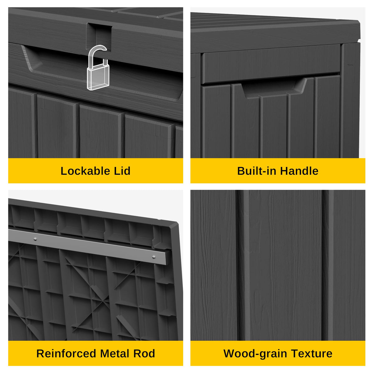 EAST OAK Outdoor Storage Box, 180 Gallon Deck Box, Large Resin Storage Bin for Patio Cushions, Gardening Tools, Lockable, Waterproof and UV Resistant