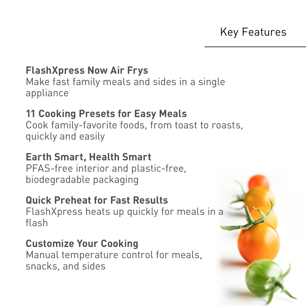 Panasonic FlashXpress Toaster Oven Countertop, 4-Slice Compact Size with Double Infrared Heating, 6 Auto Cook Options and Precise Temperature Control