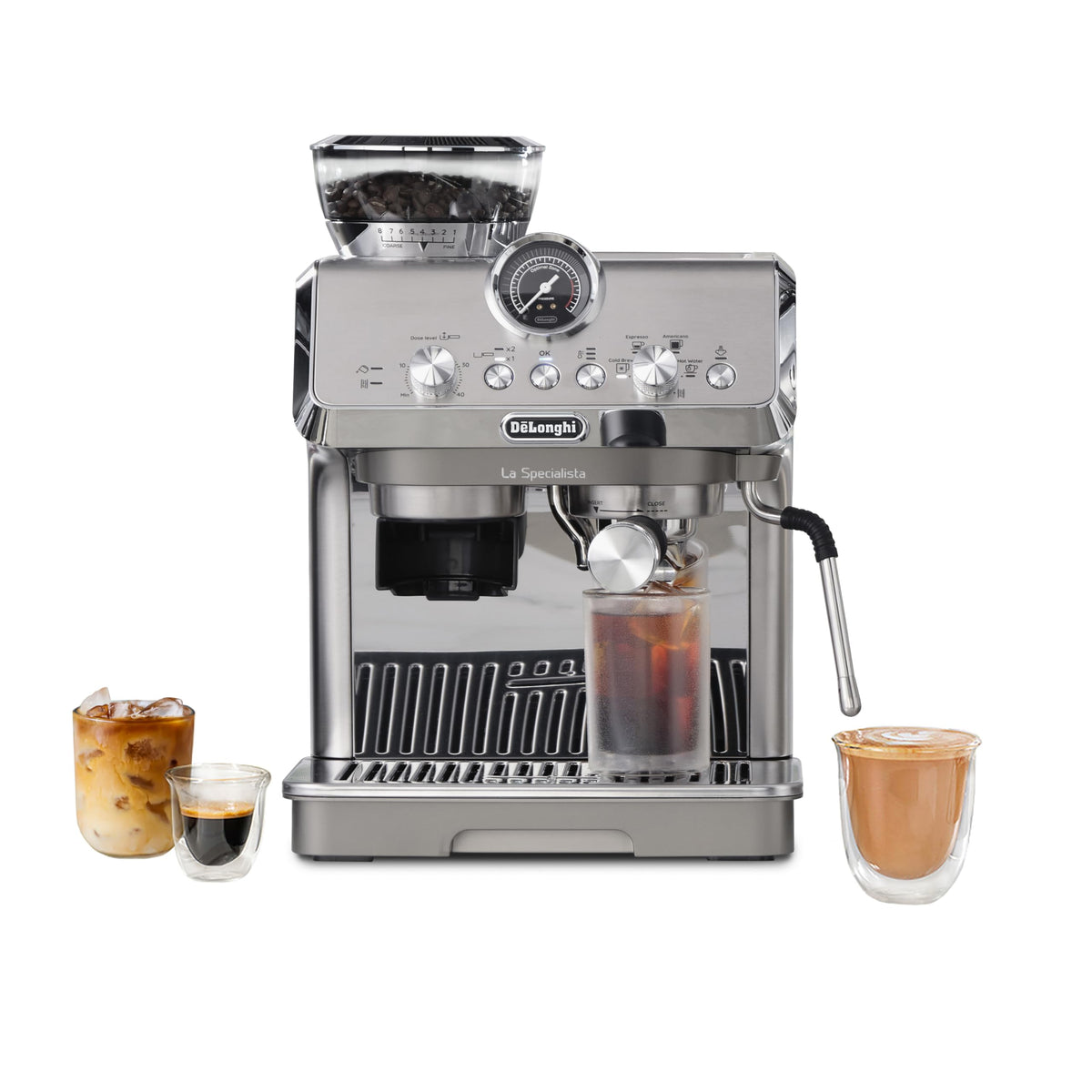 De'Longhi La Specialista Arte Evo Espresso Machine - Compact Cold Brew Coffee Maker with Grinder, Milk Steam Wand/Frother & Tamping Tools - Home