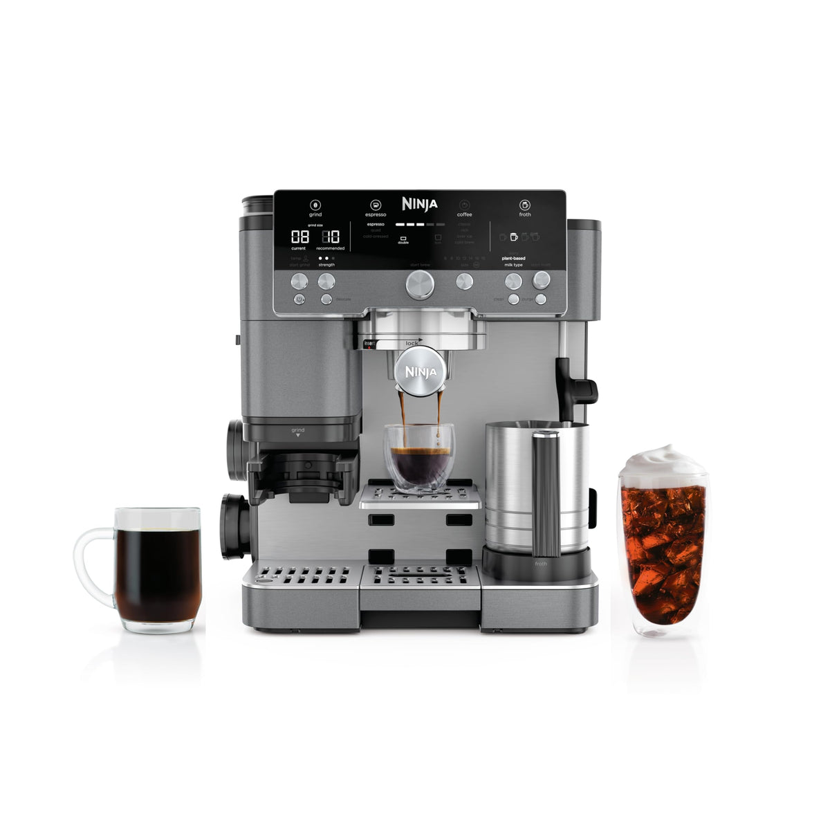 Ninja Luxe Caf 3-in-1 Espresso, Drip Coffee and Cold Brew Machine | Intergrated Coffee Grinder, Milk Frother, Assisted Tamper & Built-In Espresso