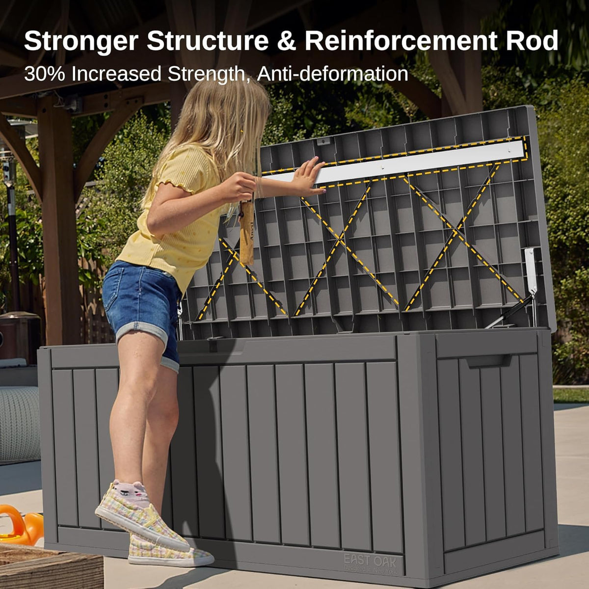 EAST OAK Outdoor Storage Box, 180 Gallon Deck Box, Large Resin Storage Bin for Patio Cushions, Gardening Tools, Lockable, Waterproof and UV Resistant