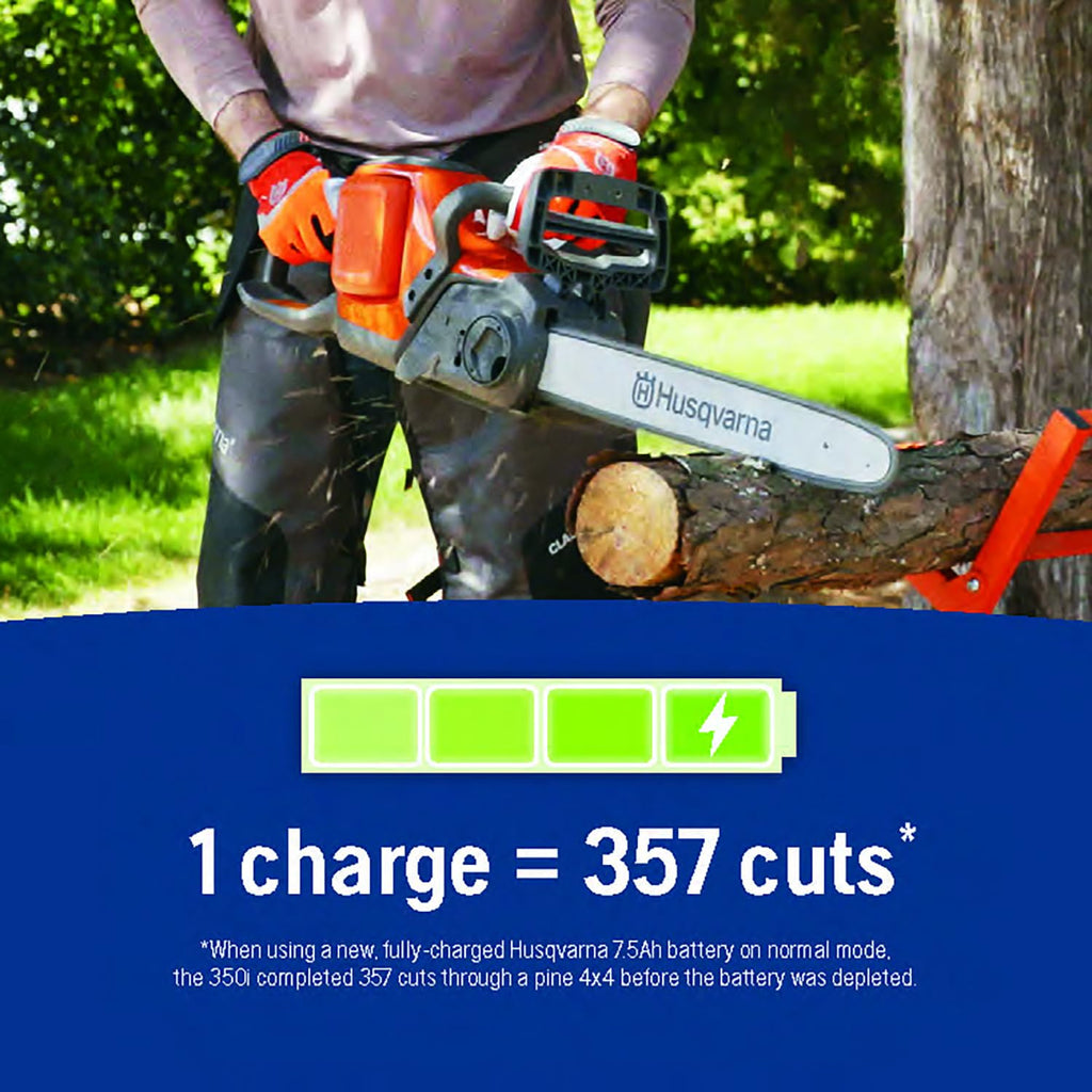 Husqvarna Power Axe 350i Cordless Electric Chainsaw, 18 Inch Chainsaw with Brushless Motor and Quiet Superior Cutting Power, 40V Lithium-Ion 7.5 Ah