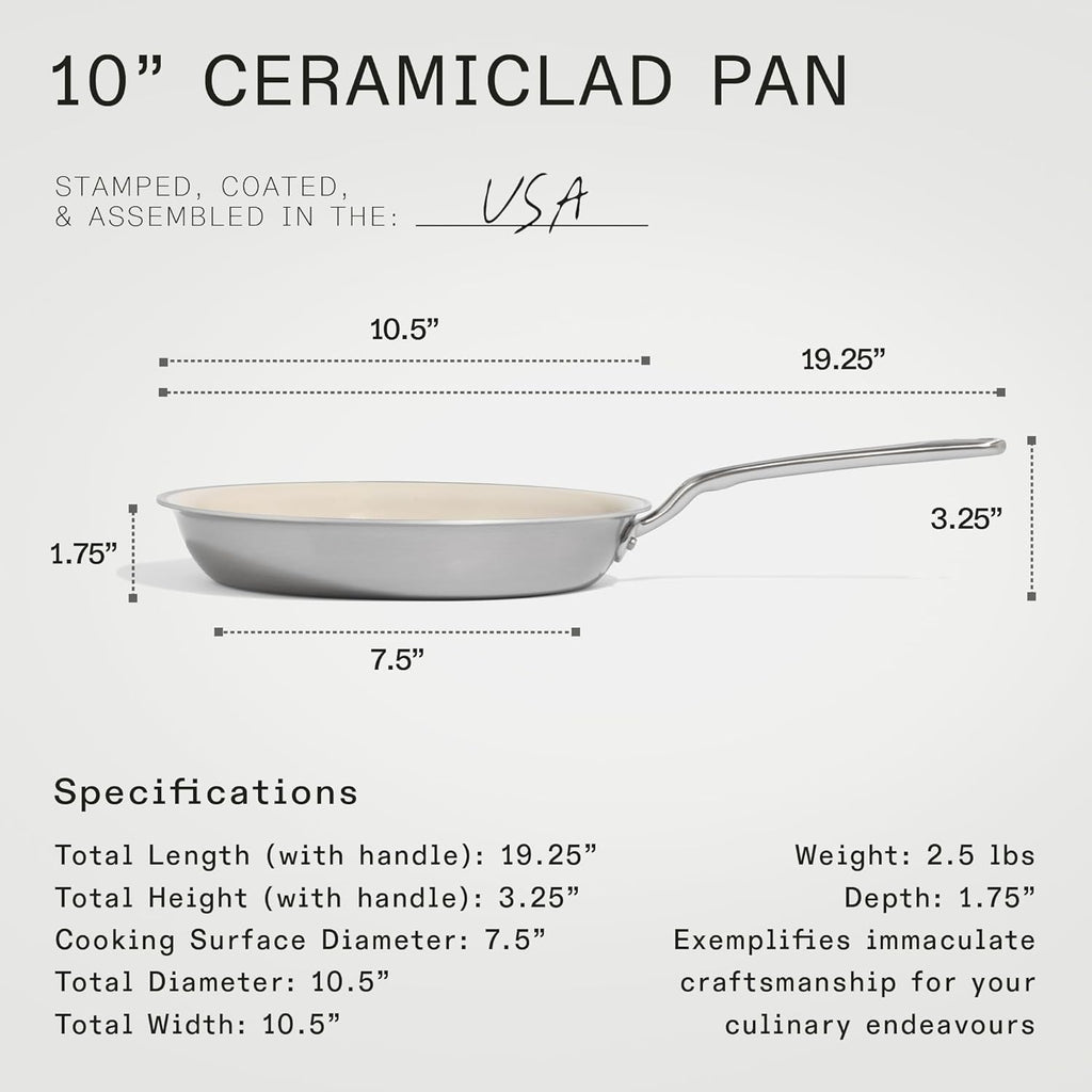 Made In Cookware - 3-Piece (Includes 8",10",12") Ceramic Non Stick Frying Pan Set (Stainless Handle) - 5-Ply Stainless Clad with Stay-Cool Handle