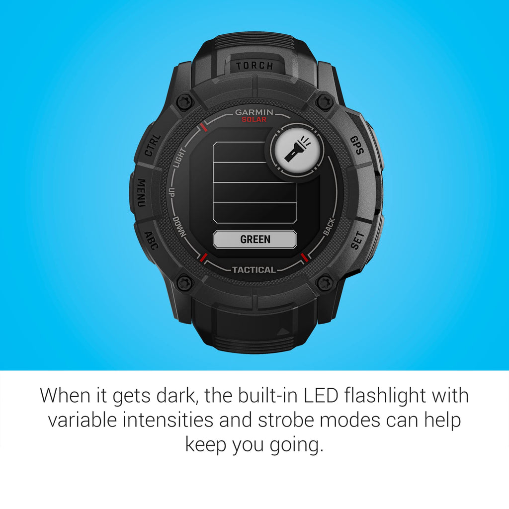 Garmin Instinct 2X Solar - Tactical Edition, Rugged GPS Smartwatch, Built-in Flashlight, Ballistics Calculator, Solar Charging Capability, Coyote Tan