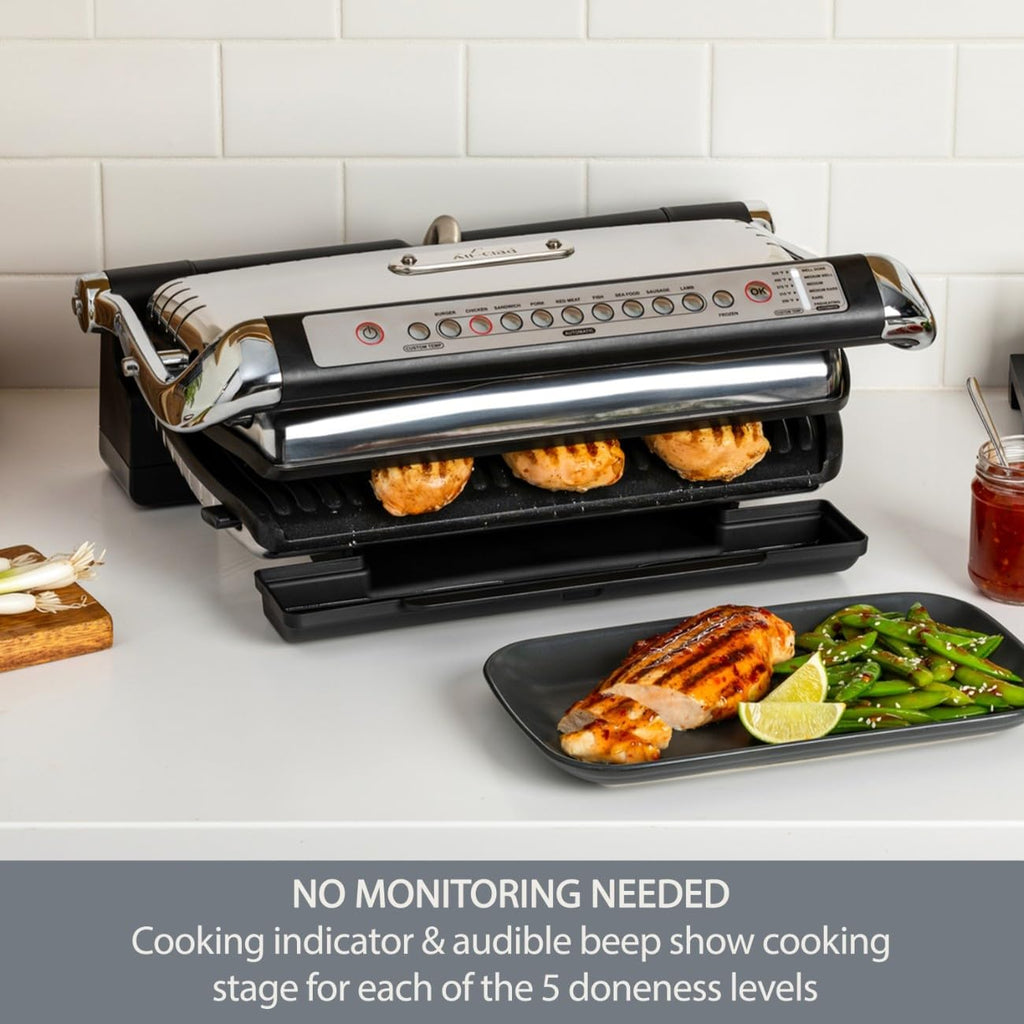All-Clad Electric Indoor Grill, AutoSense Stainless Steel Panini Grill Press Sandwich Maker, Automatic 1800W Smokeless, Removable Plates, Dishwasher