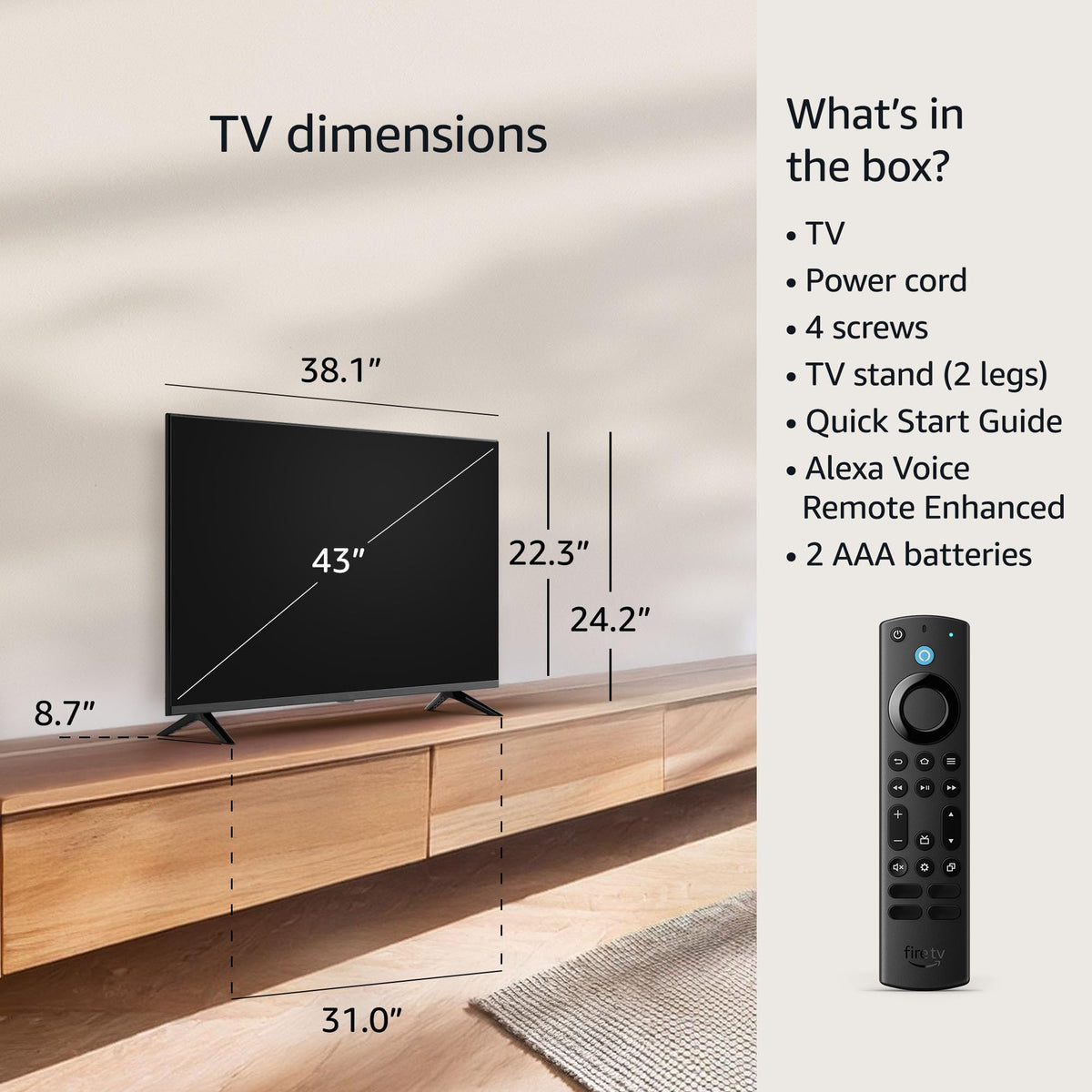 Amazon Fire TV 43" 4-Series 4K UHD smart TV, stream live TV without cable, 2024 release