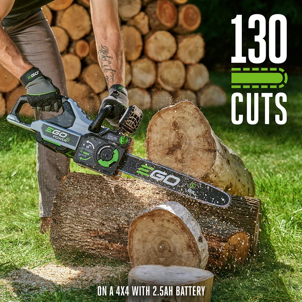 EGO POWER+ Chain Saw, 12" Battery Powered Chainsaw, Electric Cordless, Includes 56V 2.5Ah Battery and Charger - CS1201